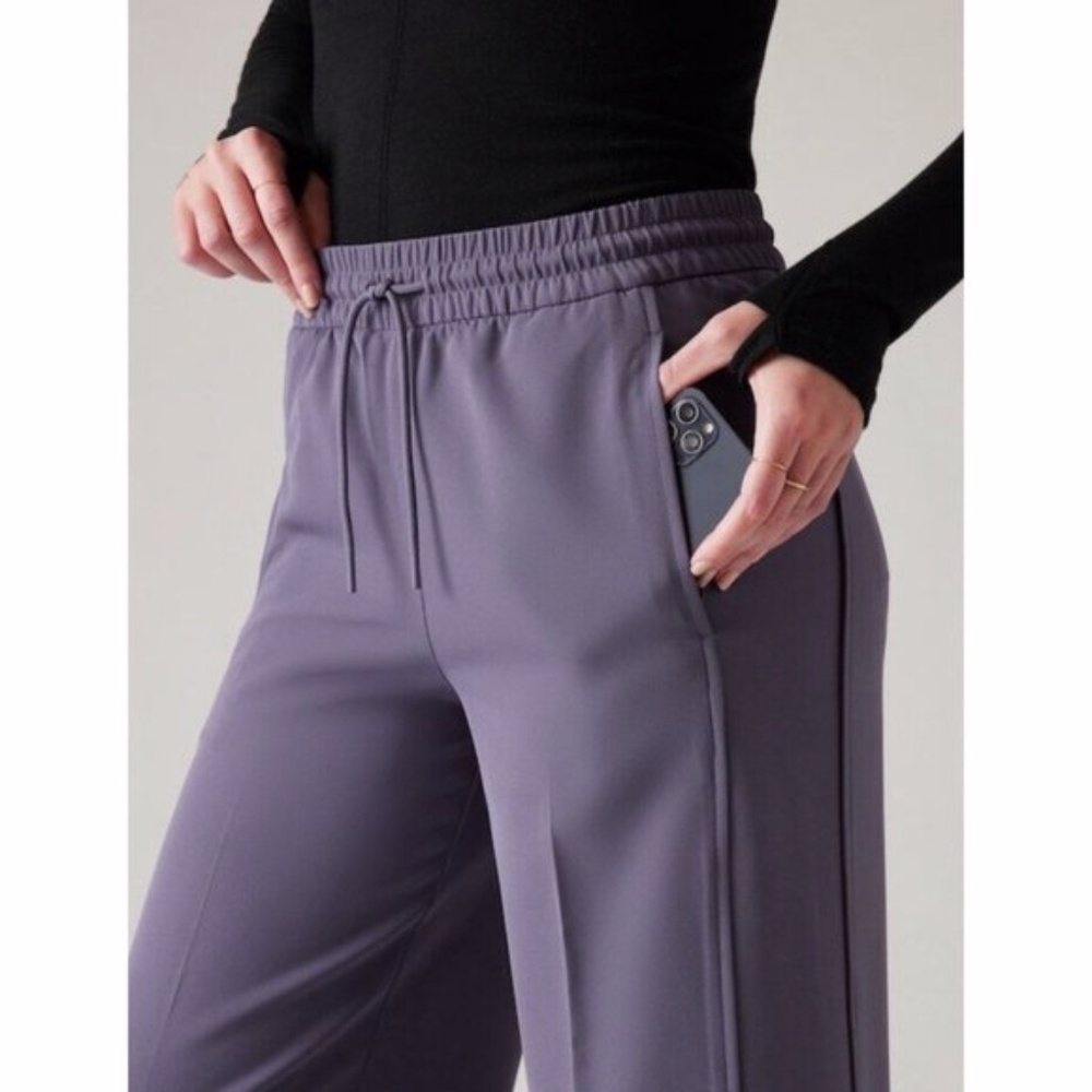 NWT Athleta Stride Pants Nightfall Purple Wide Leg Women's Large - Picture 4 of 14